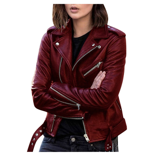 A pu leather jacket