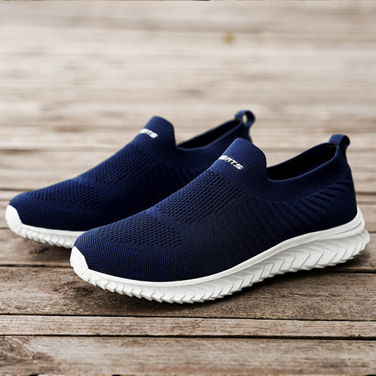 A Flying woven sports shoes men's lightweight large size one pedal casual men's shoes breathable running shoes