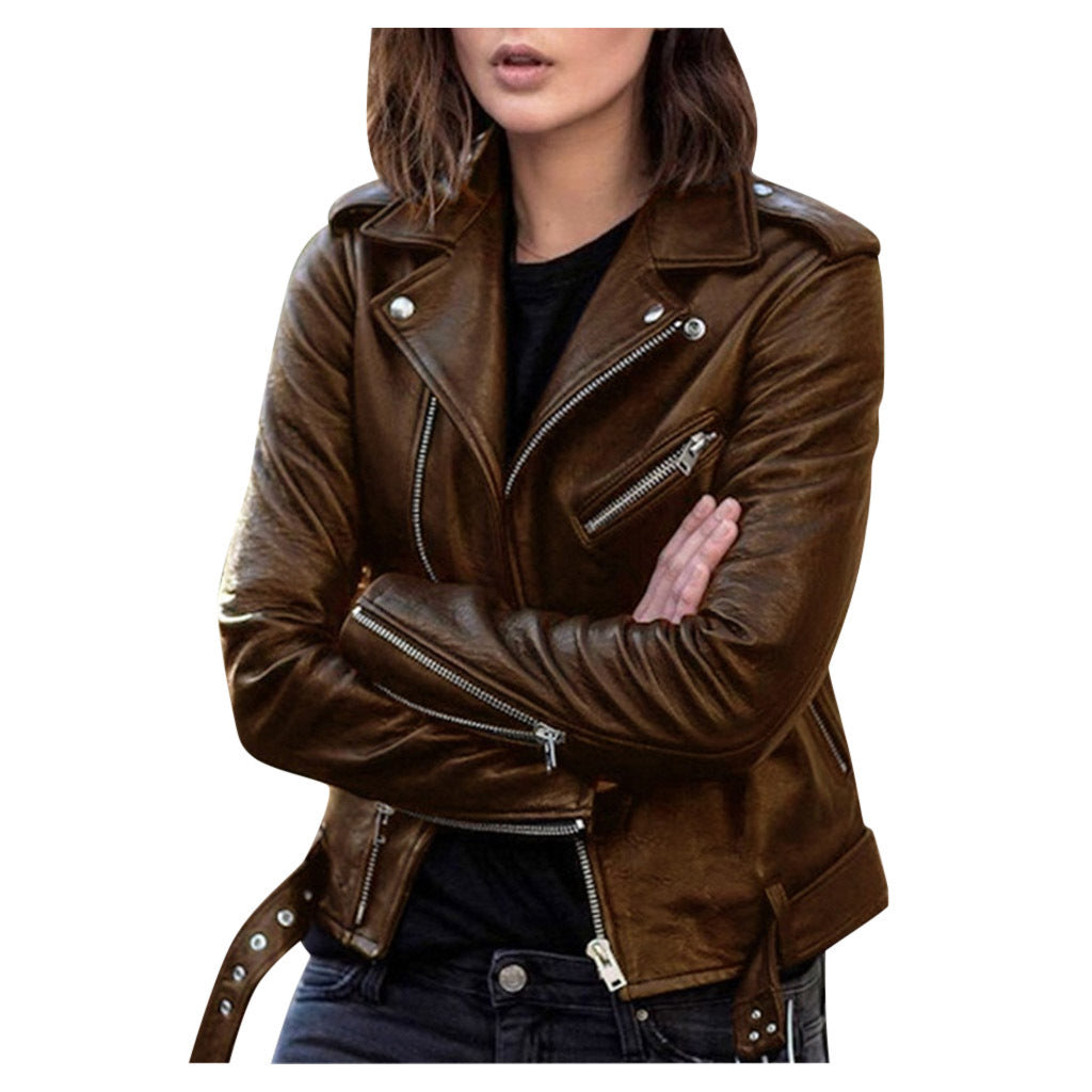 A pu leather jacket