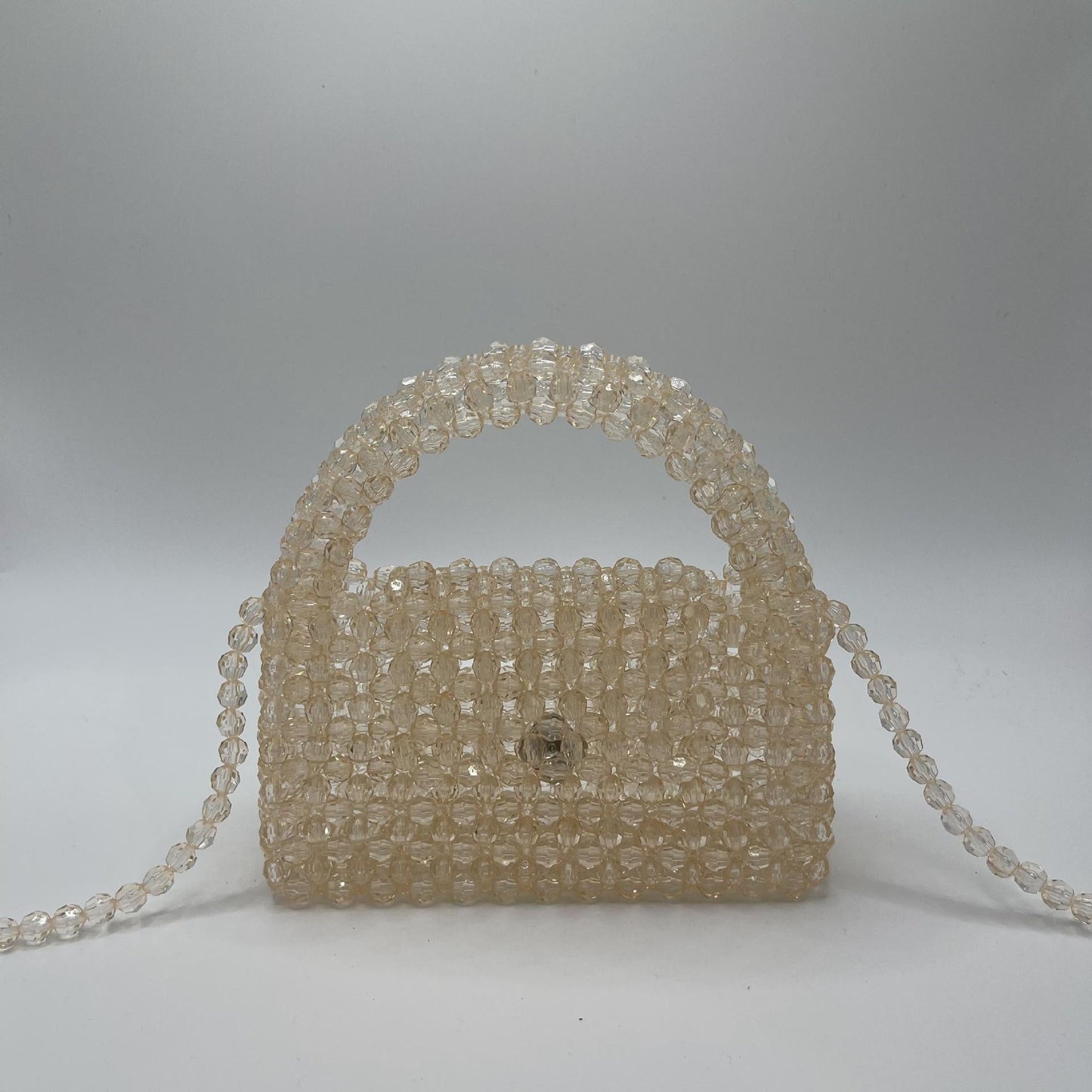 A simple premium retro champagne small mobile phone bag homemade heavy industry oblique span portable woven beaded bag DIY material bag