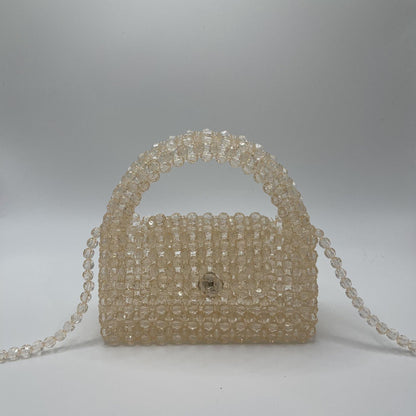 A simple premium retro champagne small mobile phone bag homemade heavy industry oblique span portable woven beaded bag DIY material bag