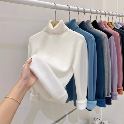 A integrated fleece turtleneck sweater women's fleece thickened