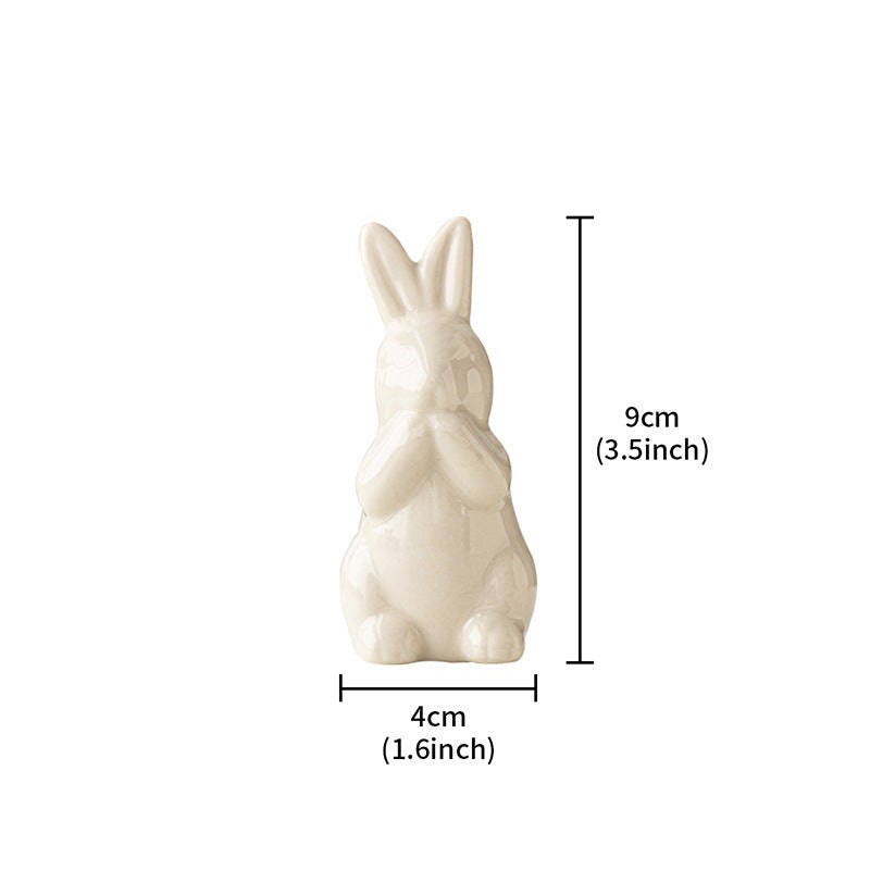 A rabbit shape ceramic handicraft ornament