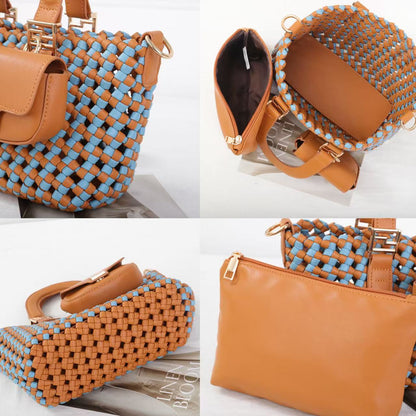 A woven handbag
