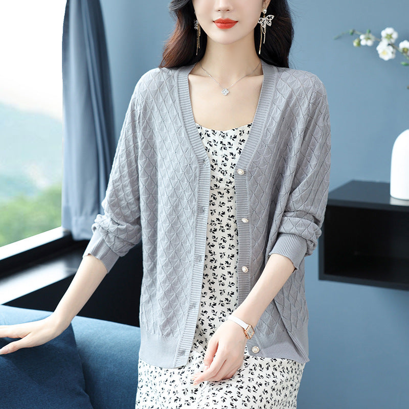 B2-m12 Early Spring & autumn  Tencel knitted cardigan women's and  teenage thin jacket - Mixbatch