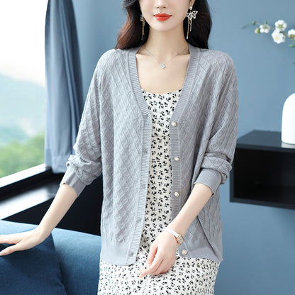 B2-m12 Early Spring & autumn  Tencel knitted cardigan women's and  teenage thin jacket - Mixbatch