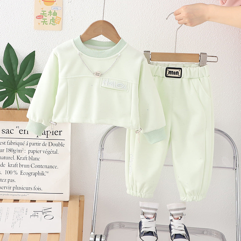 A Baby Clothes Spring Girls' Foreign Style Sequins Set Two-piece Set