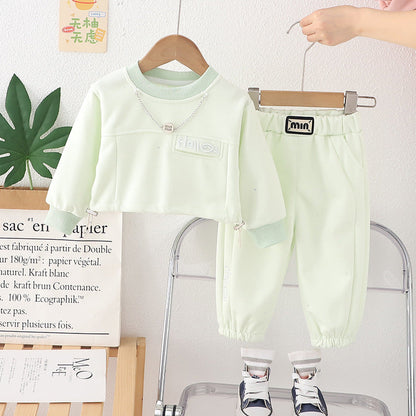 A Baby Clothes Spring Girls' Foreign Style Sequins Set Two-piece Set