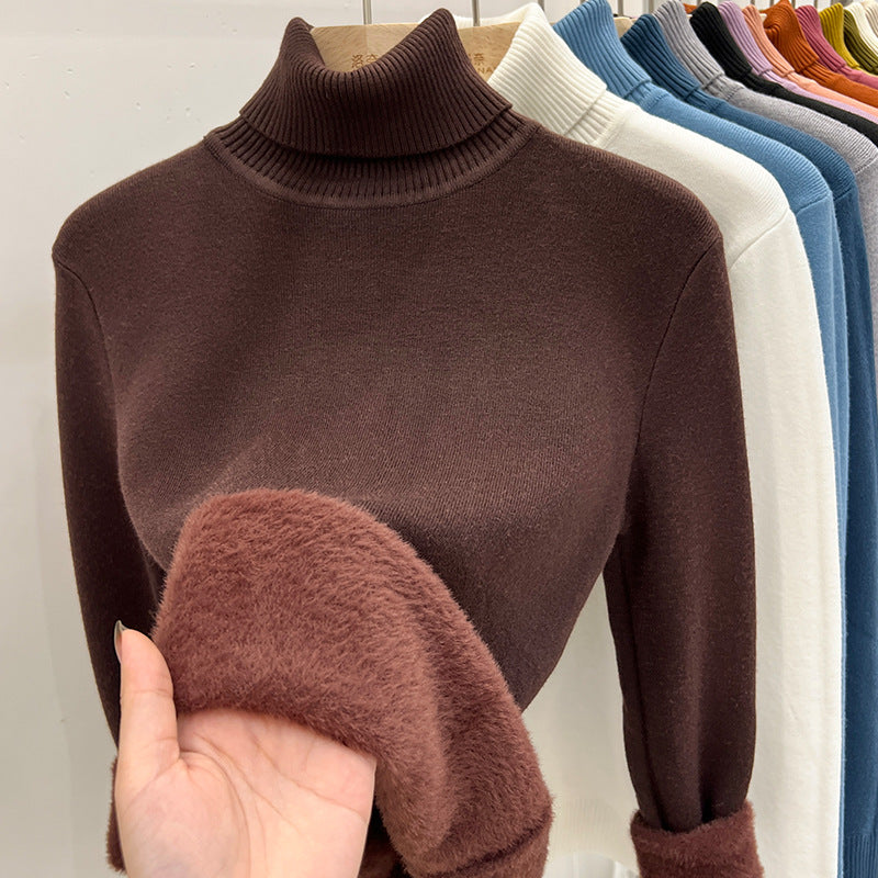 A integrated fleece turtleneck sweater women's fleece thickened