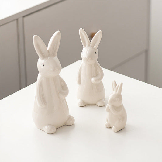 A rabbit shape ceramic handicraft ornament