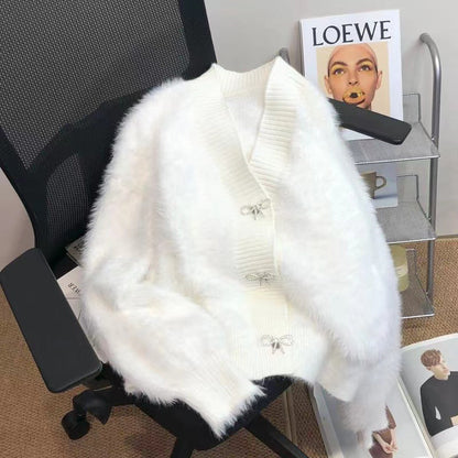 A winter V-neck sweater