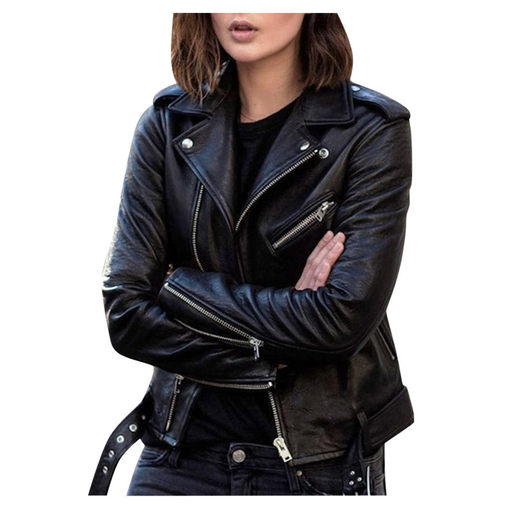 A pu leather jacket