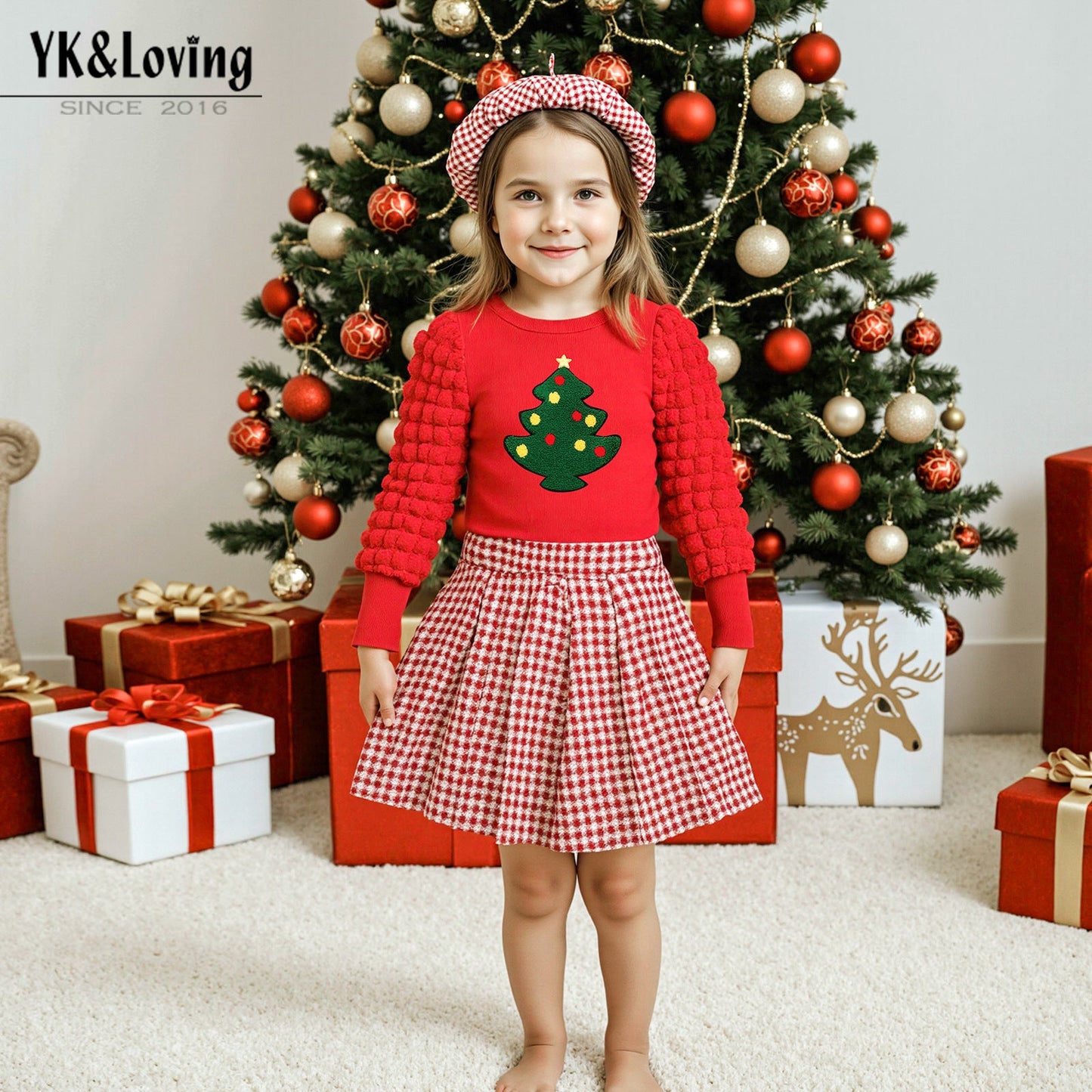 A children's long-sleeved mesh dress