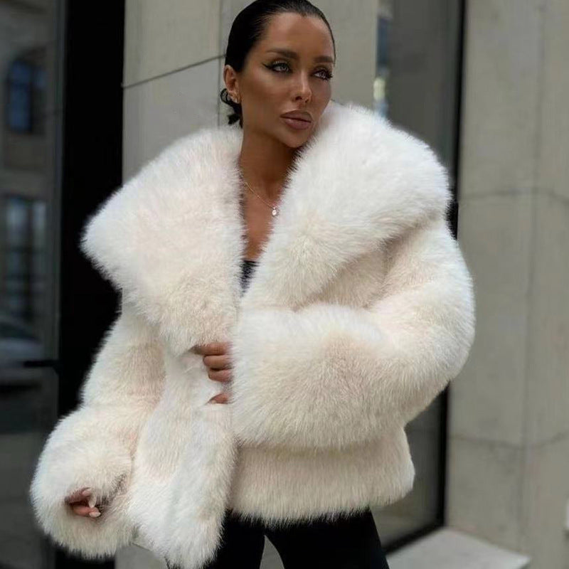 A faux fur coat