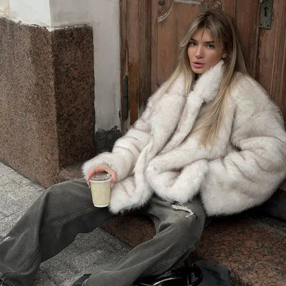 A faux fur coat