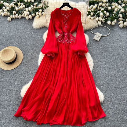 A sequined beaded dress