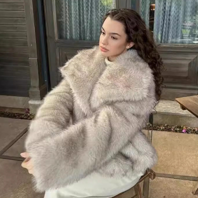 A faux fur coat