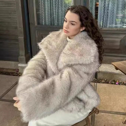 A faux fur coat