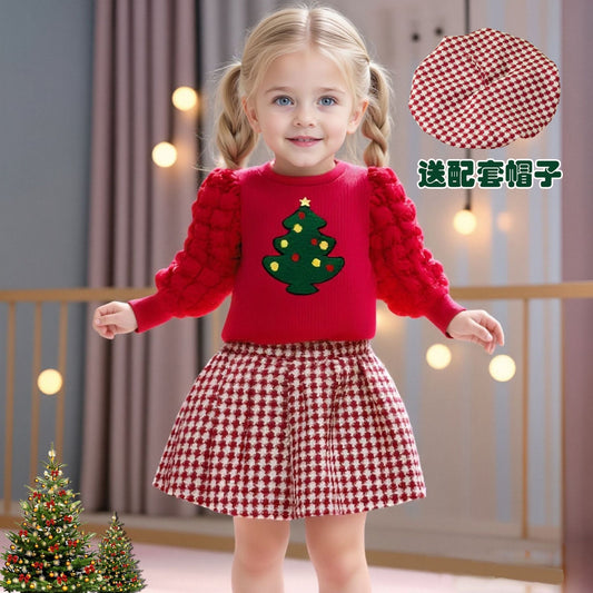 A children's long-sleeved mesh dress