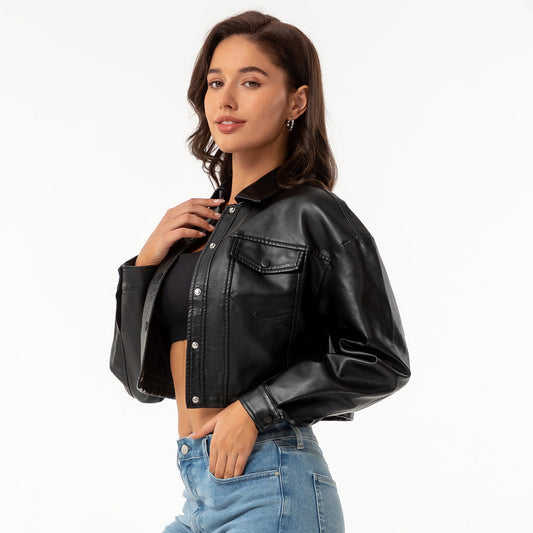 A women's leather jacket