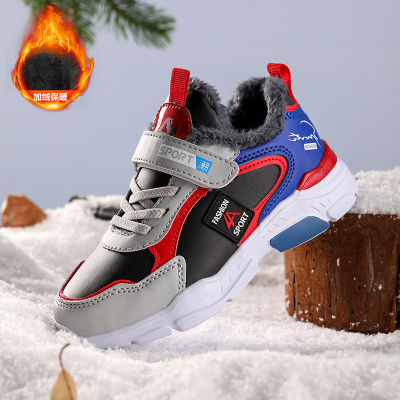 A boys cotton shoes sports shoes new velvet cotton shoes medium