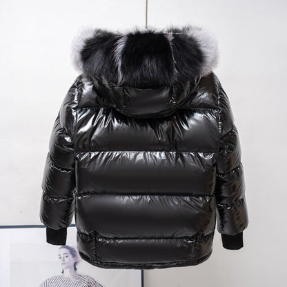 A short fox fur down jacket for women
