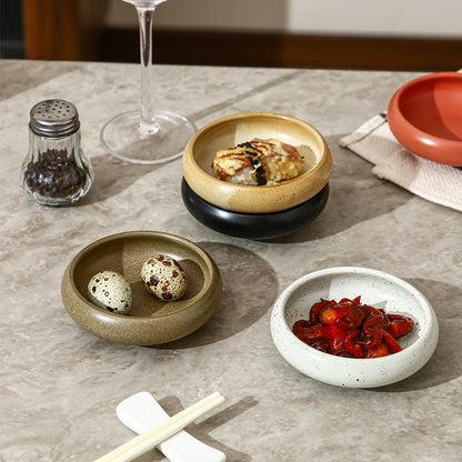 A Coarse pottery sauce plate Household sauce plate Restaurant small dish Japanese ceramic plate High value soy sauce vinegar plate
