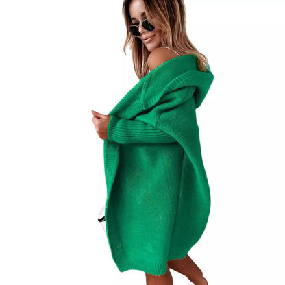 A hooded sweater jacket