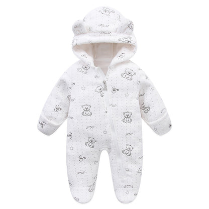 A baby onesie velvet spring and autumn clothes going out clothes baby autumn and winter foot-wrapped Romper climbing clothes