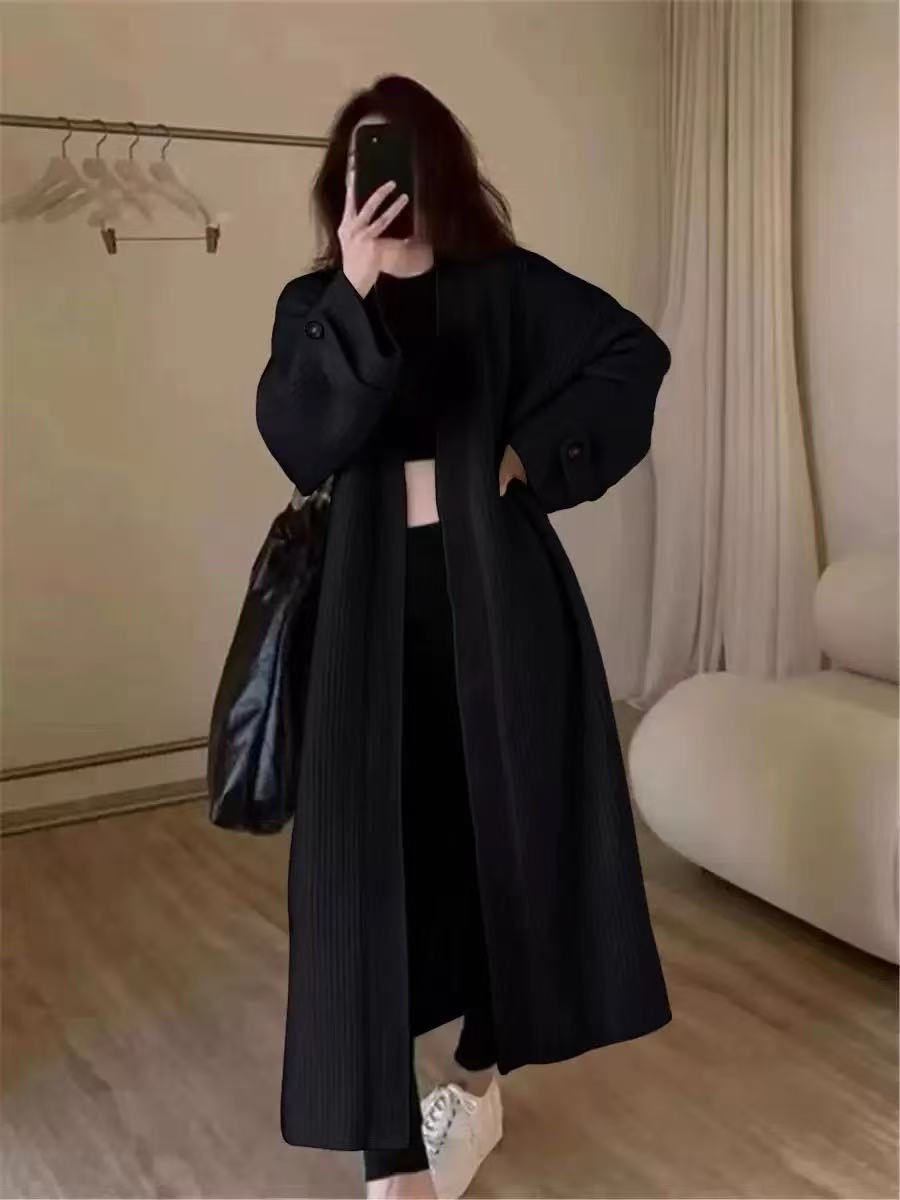 A long sweater knit jacket