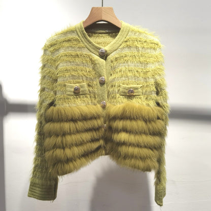 A fur collar shoulder top