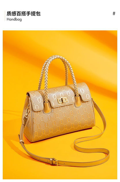 A cowhide handbag messenger bag