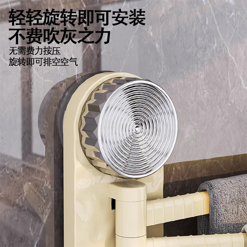 A suction cup rotating towel rack