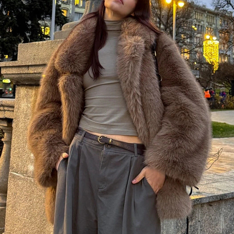 A faux fur coat
