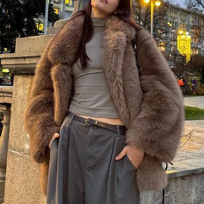 A faux fur coat