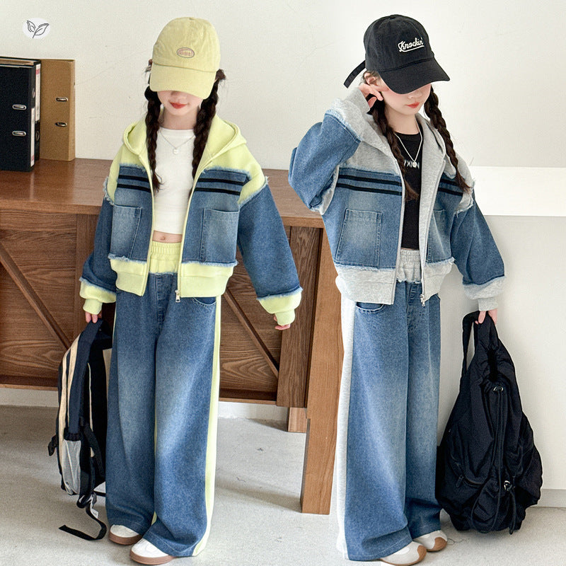 A children's denim two-piece set