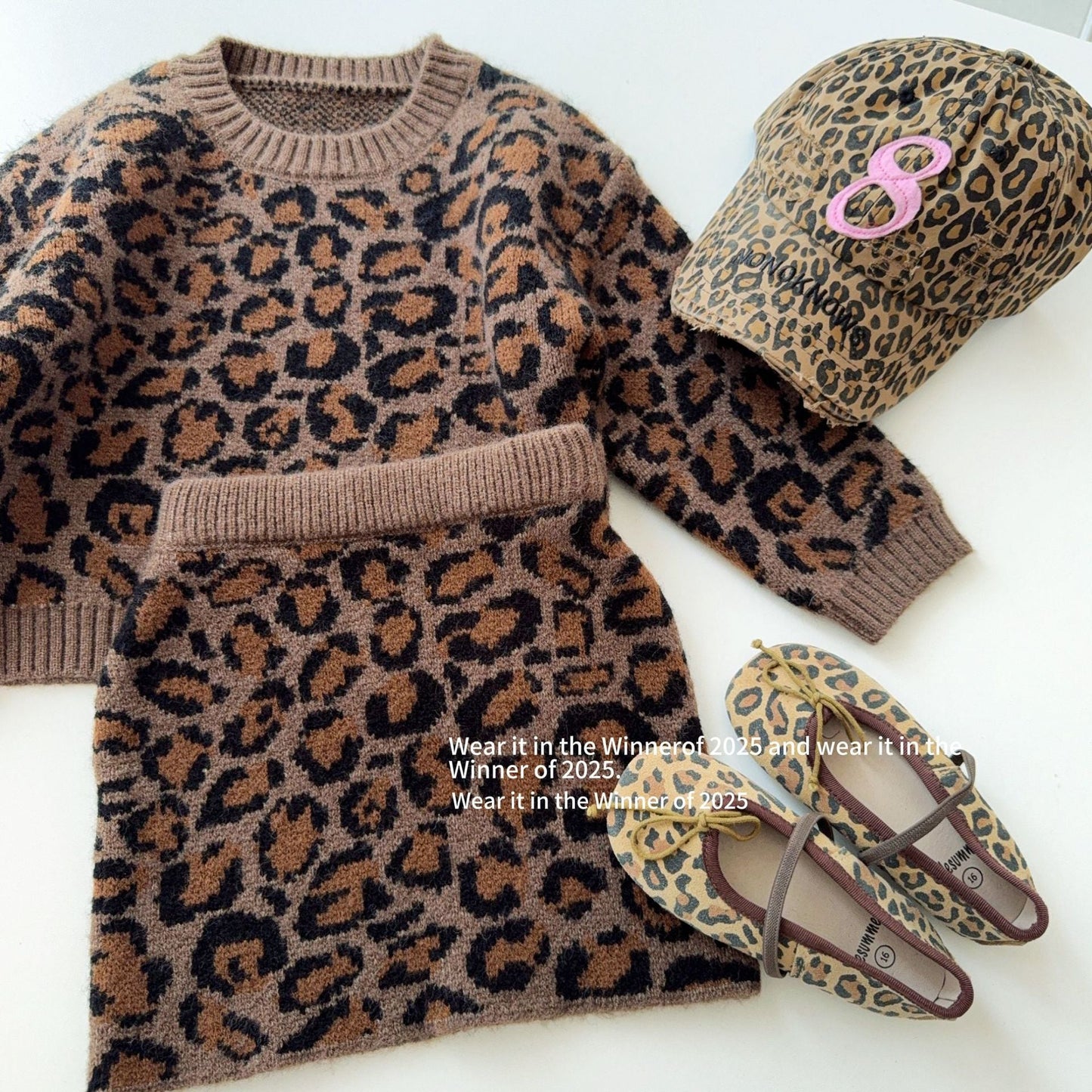 A leopard print sweater set