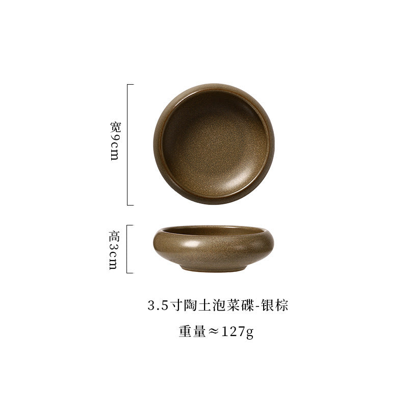 A Coarse pottery sauce plate Household sauce plate Restaurant small dish Japanese ceramic plate High value soy sauce vinegar plate