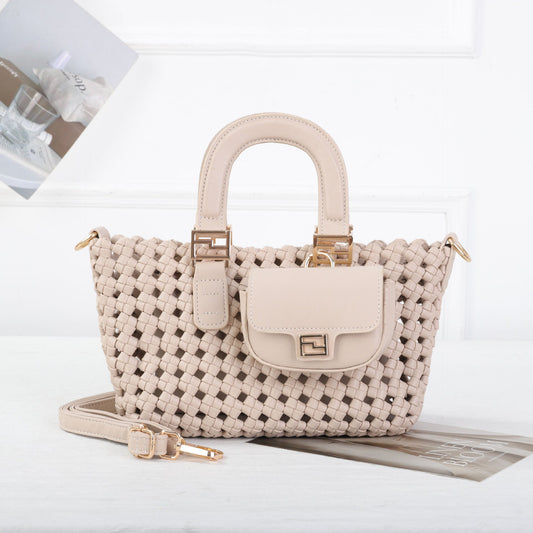 A woven handbag