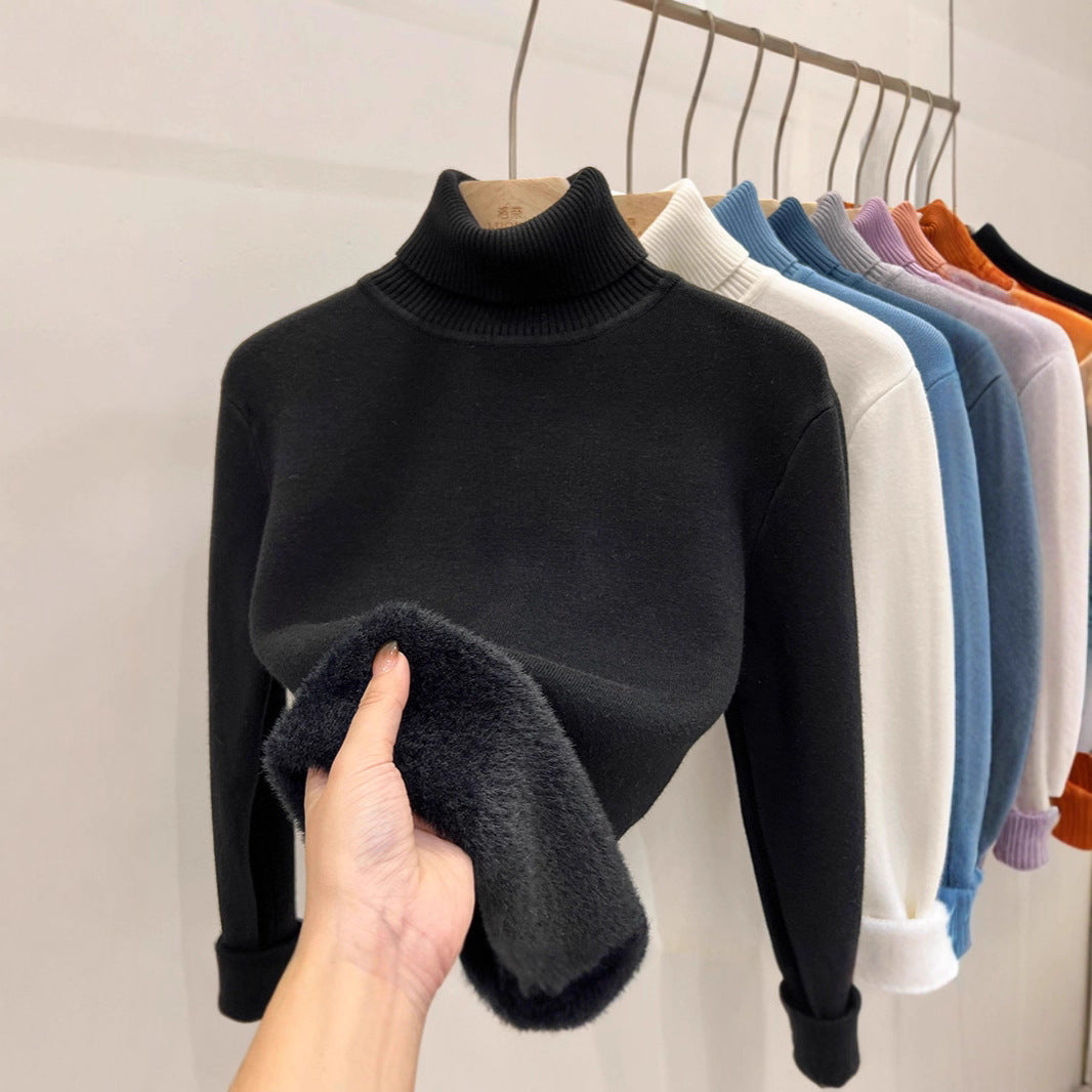 A integrated fleece turtleneck sweater women's fleece thickened