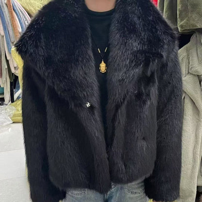 A faux fur coat