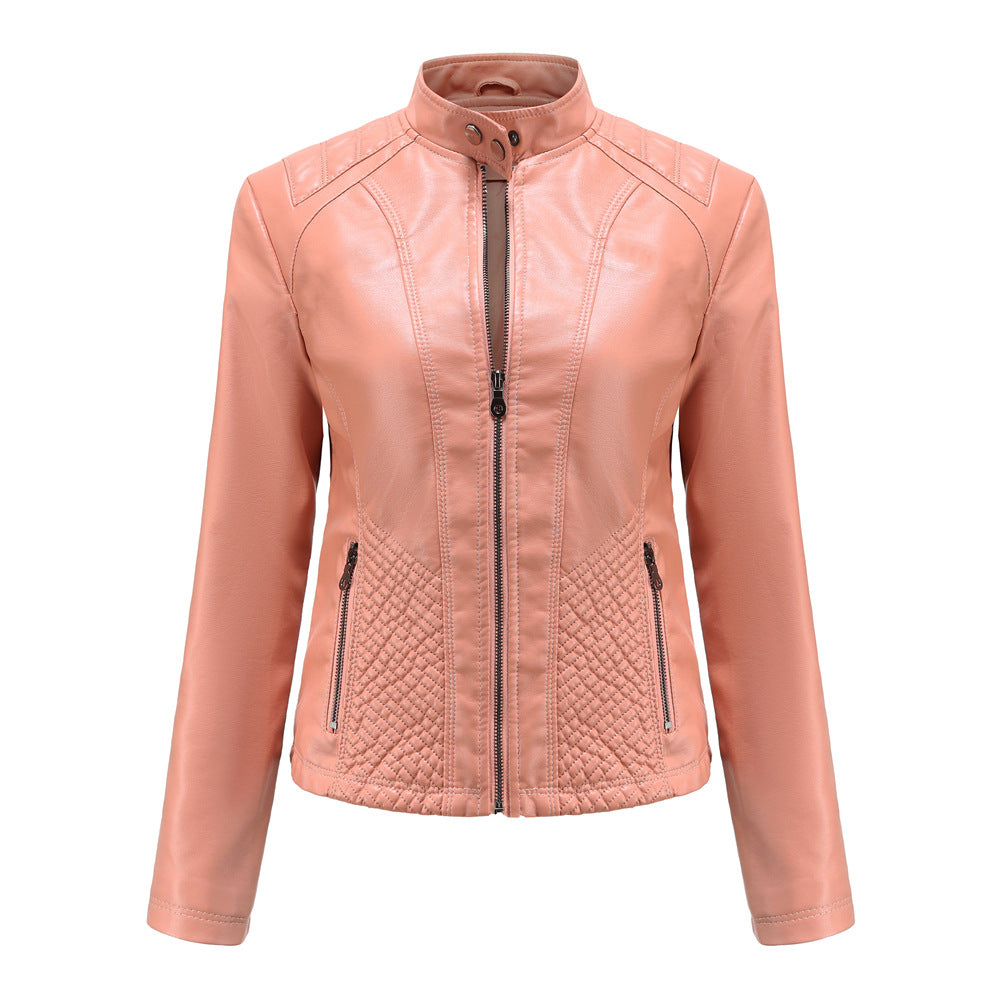 A women's leather jacket