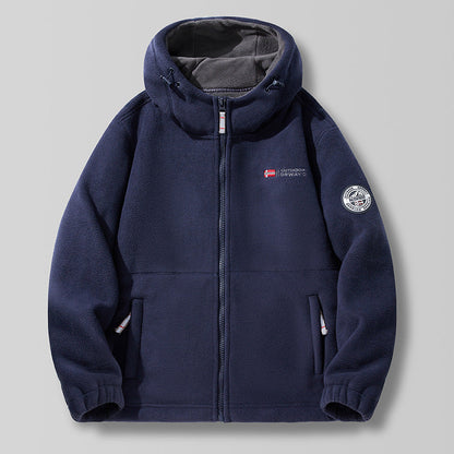 A Fall and Winter Outdoor Fleece Thickened Hooded Men's Fleece Jacket