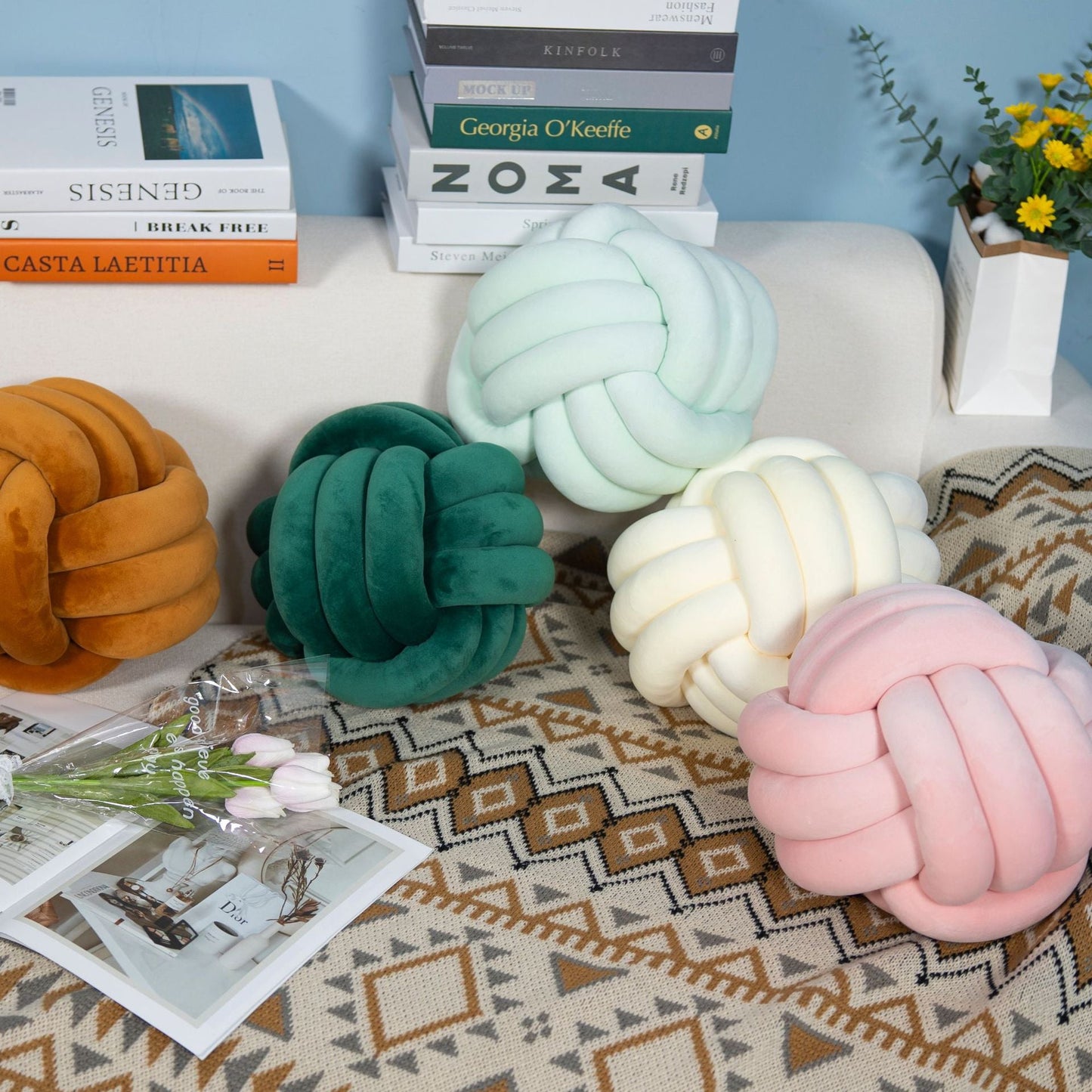 A braided ball pillow