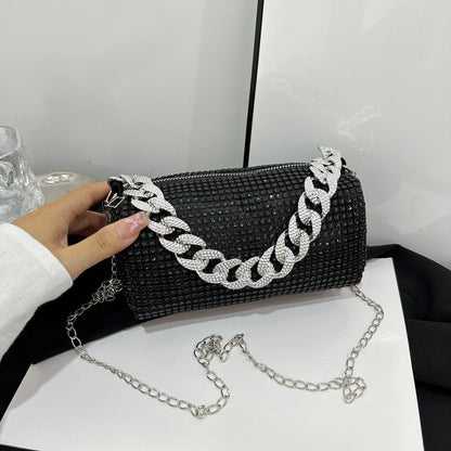 A mesh drill chain bag women's new spring personalized foreign style explosion single shoulder niche dinner bag women