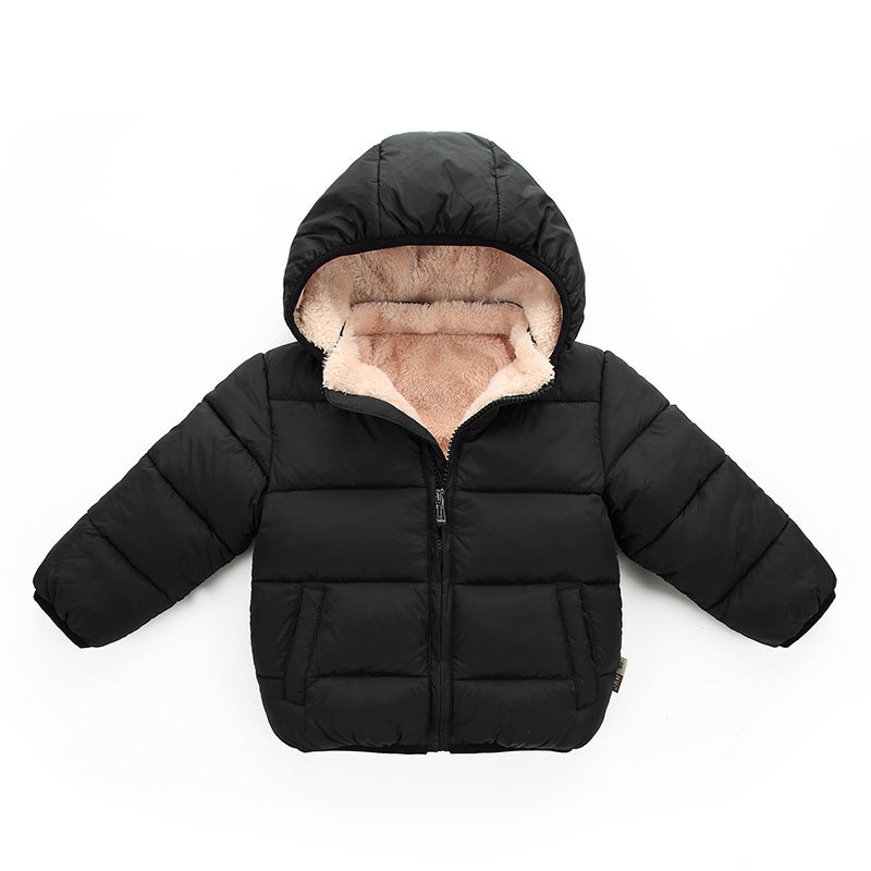 A children's down cotton-padded clothes, winter clothes, down boys and girls, small and medium-sized children's clothing, thick hat-off jacket, children's cotton-padded jacket