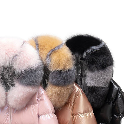 A short fox fur down jacket for women