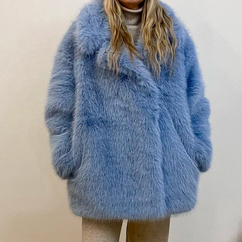 A faux fur coat