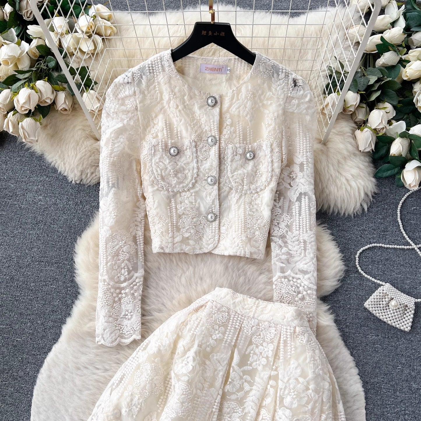A lace top skirt women's two-piece suit