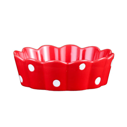 A polka dot ceramic bowl